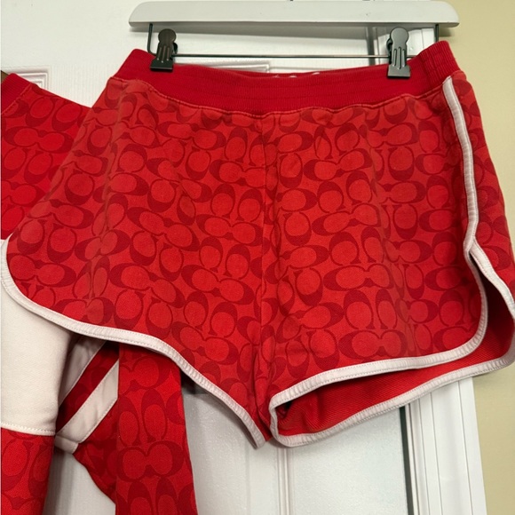 RARE Authentic Coach Red Logo Sweatshirt Shorts lounge Set small $650 - Picture 4 of 8